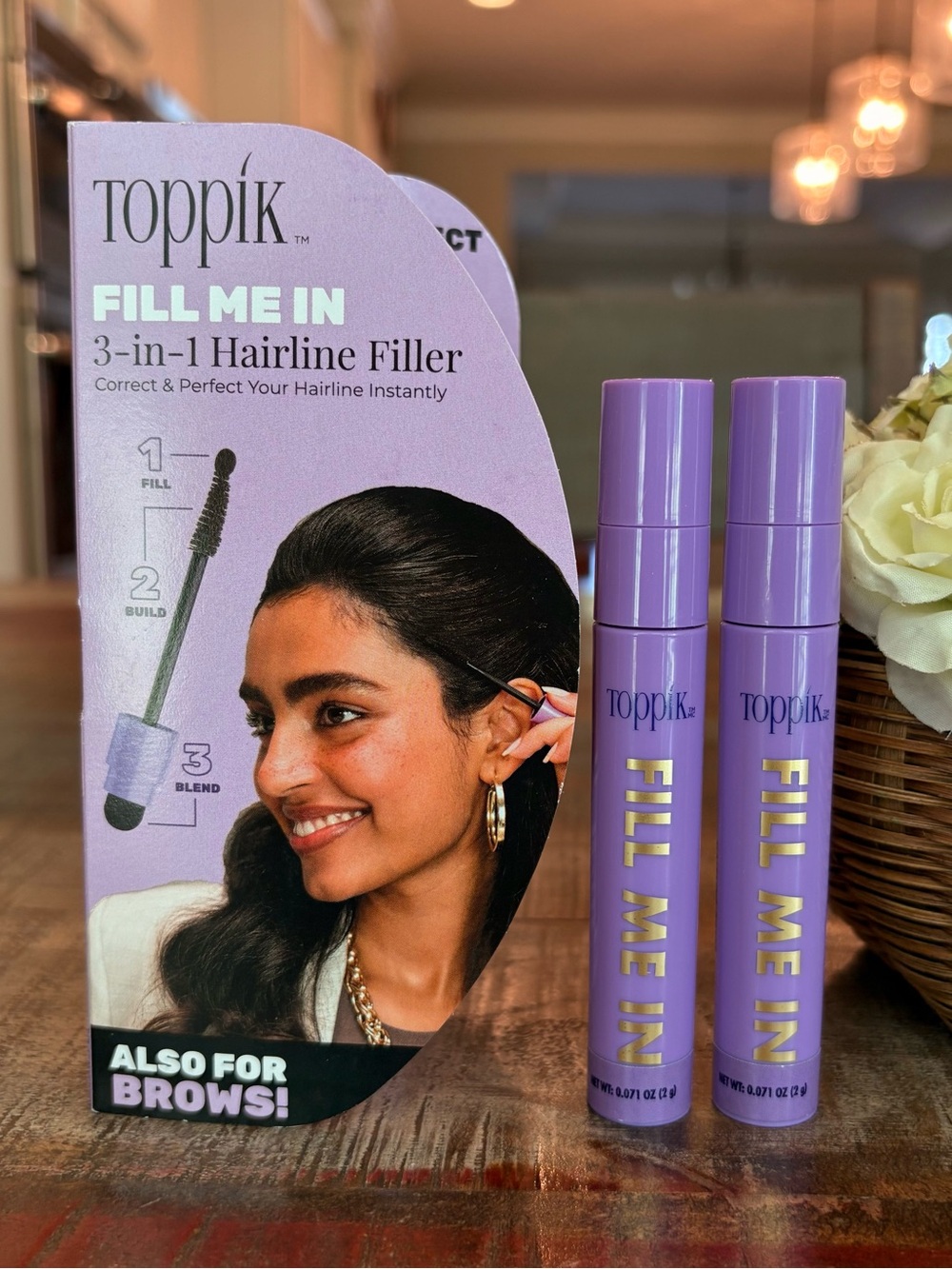 NEW Toppik FILL ME IN 3-in-1 Hairline Filler in DARK BROWN Duo!